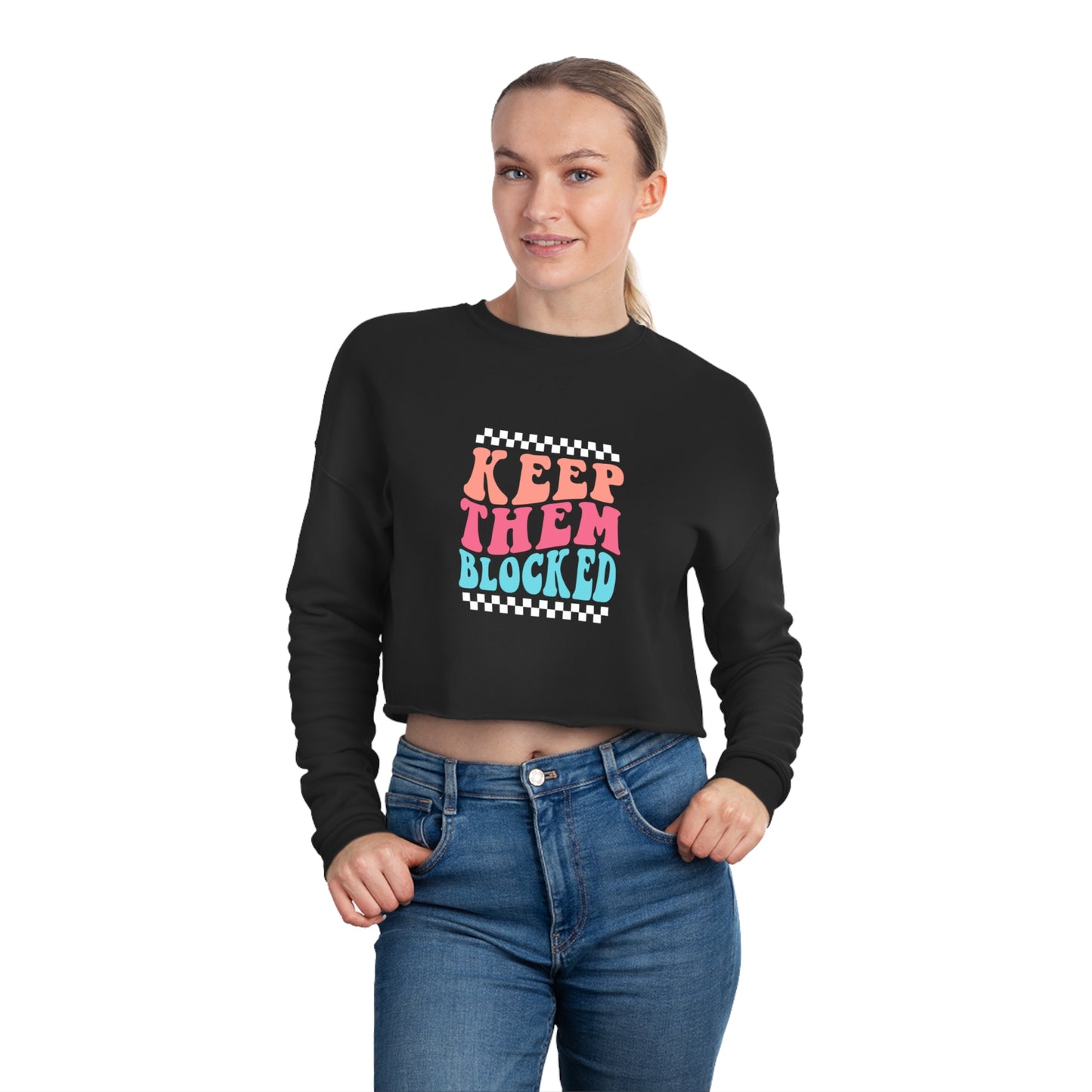 Keep Them Blocked Checkered Women's Cropped Sweatshirt